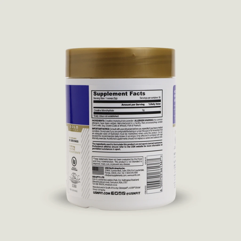 کراتین گلد پیور یو اس ان 250گرم | USN Gold Pure Creatine Monohydrate 3 ارزش غذایی کراتین خالص مونوهیدرات usn