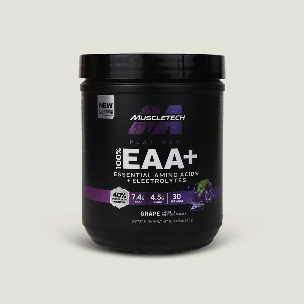 آمینو ایی ای ای-پلاتینیوم-ماسل تک-387گرم آمینو EAA پلاس ماسلتک-طعم انگور