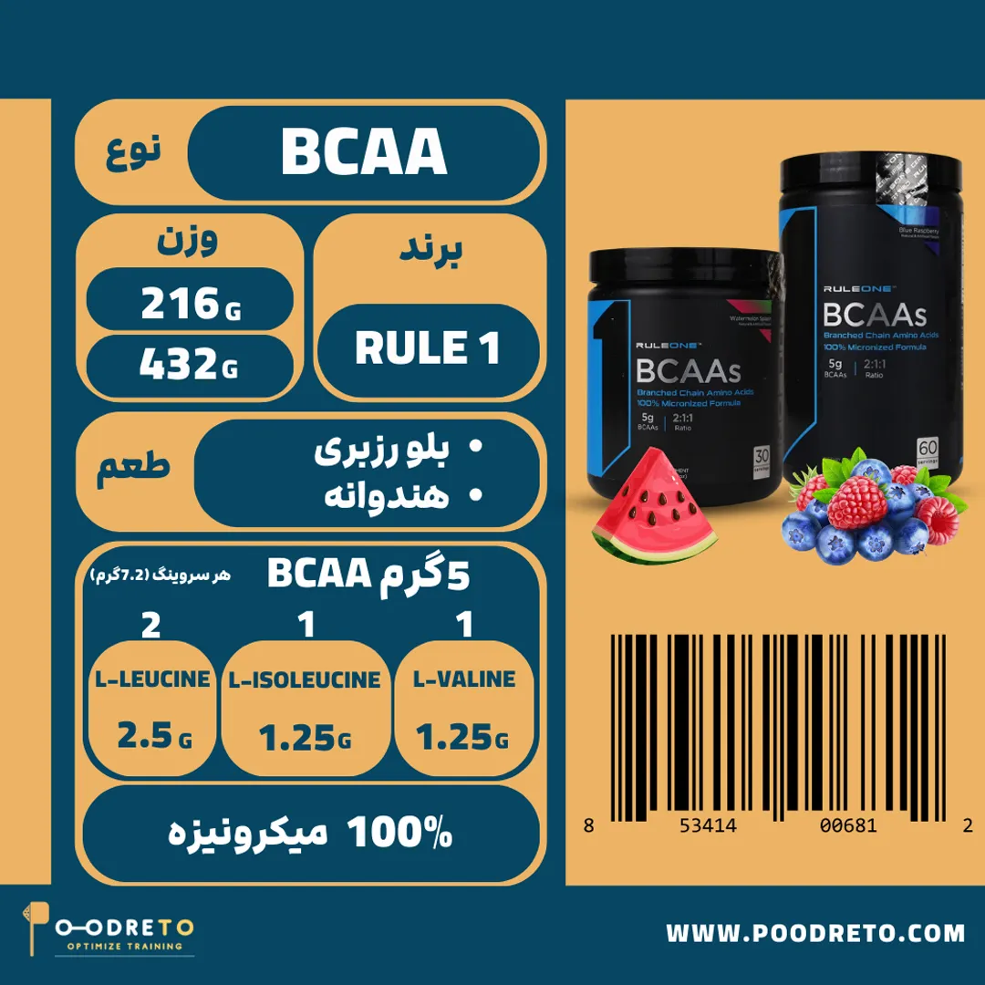 بی سی ای ای رول وان | Rule One Micronized BCAAs 1 اطلاعات پودر bcaa برند rule1