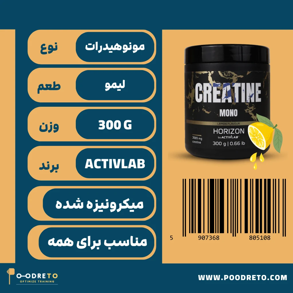 کراتین مونو هوریزون اکتیولب طعم دار | Activlab Mono Horizon Creatine 1 ویژگی های کراتین مونو هورایزن activlab