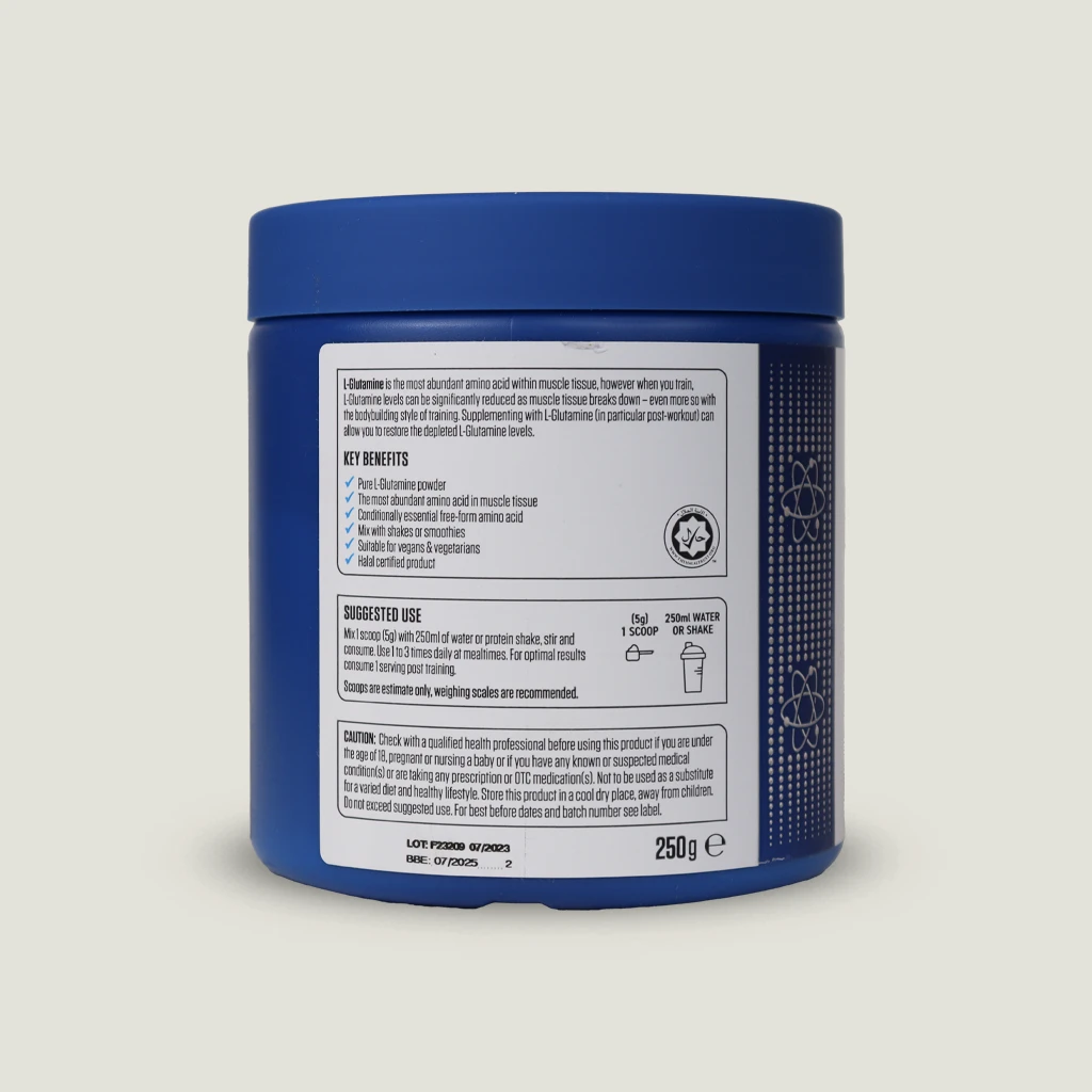 پودر گلوتامین اپلاید نوتریشن بدون طعم | Applied nutrition l-glutamine micronized 4 ال گلوتامین اپلاید ناتریشن اصل 250گرم