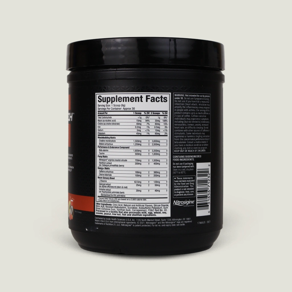 پمپ ویپر X5 ماسلتک طعم دار | MuscleTech Vapor X5 Pre-Workout 2 تصویر ارزش غذایی پمپ ویپور ایکس 5 ماسلتک