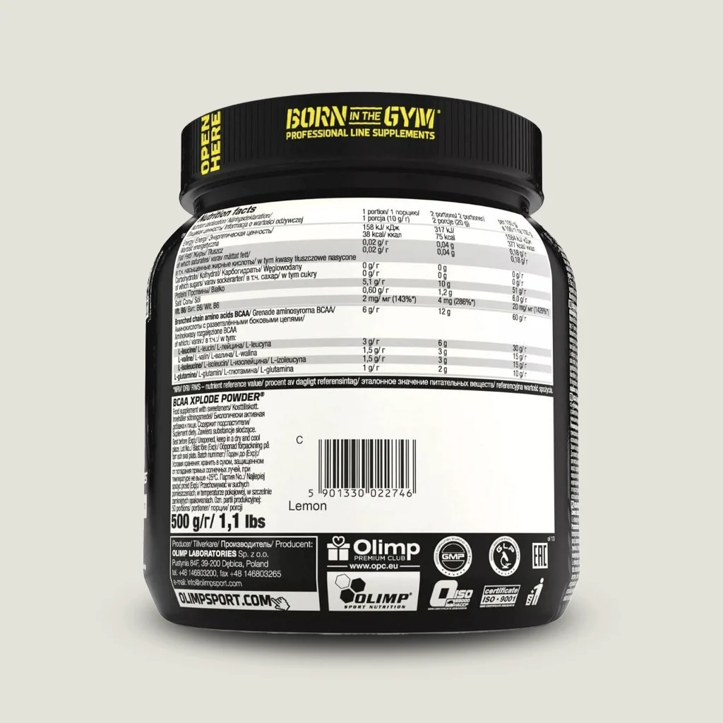 ارزش غذایی مکمل bcaa برند الیمپ