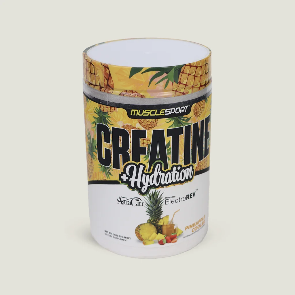 کراتین ترکیبی هیدراتاسیون ماسل اسپرت 300 گرم | MuscleSport Hydration Creatine Flavored 6 کراتین هیدراتاسیون ماسل اسپرت ۳۰۰ گرمی با طعم آناناس کولر