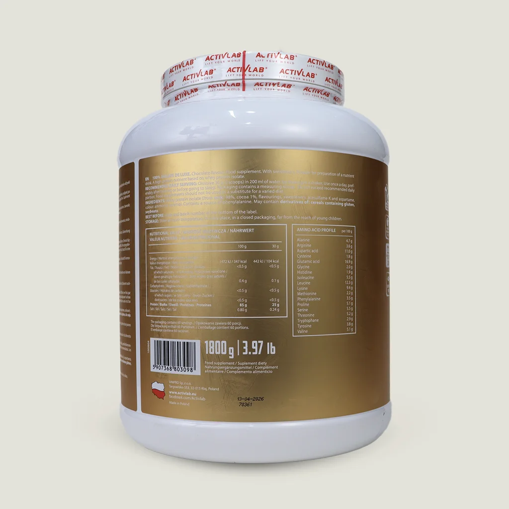 پروتئین ۱۰۰% ایزوله دیلاکس زیرو اکتیولب (Activlab 100% Isolate Deluxe Zero) 1 وی ایز دیلوکس طلایی اکتیو لب