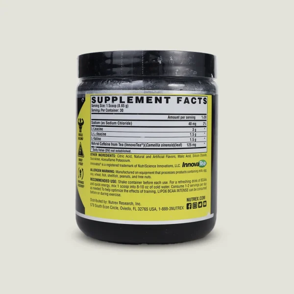 بی سی ای ای لیپو-۶ اینتنس ناترکس | Nutrex LIPO-6 BCAA Intense 1 مکمل Nutrex Research با ۶ گرم BCAA و نسبت ۲:۱:۱