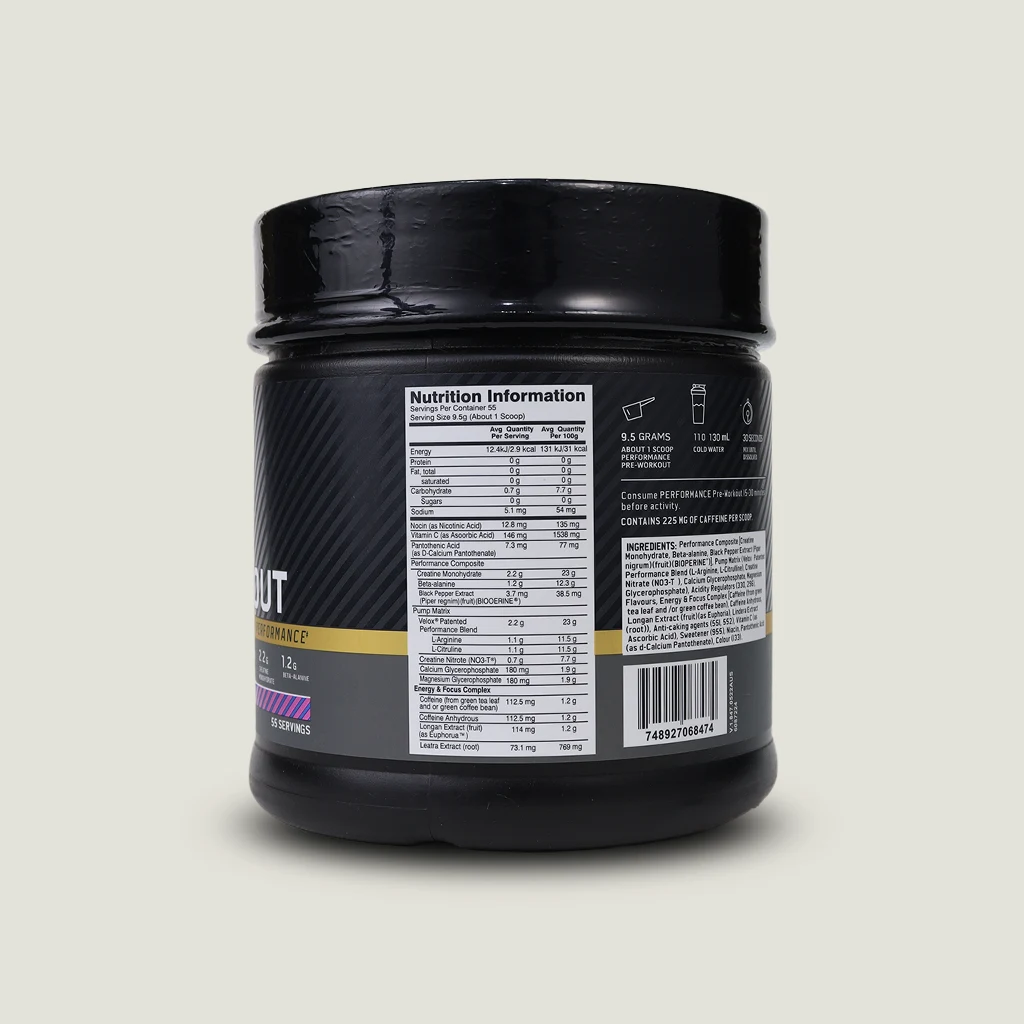 پمپ پرفورمنس اپتیموم نوتریشن | Optimum Nutrition Performance Pre-Workout 2 پری ورک اوت پرفورمنس اپتیموم نوتریشن - ۵۲۲.۵ گرم - طعم بلوبری