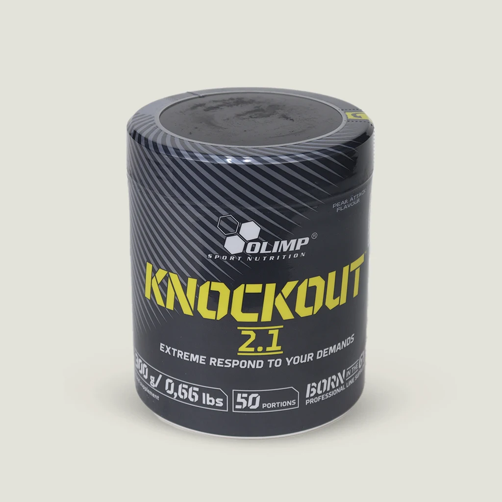 پمپ ناک اوت الیمپ | Olimp Knockout 2.1 Pre-Workout 3 ناک اوت 2.1 الیمپ با 300 گرم و 100 میلیگرم کافئین