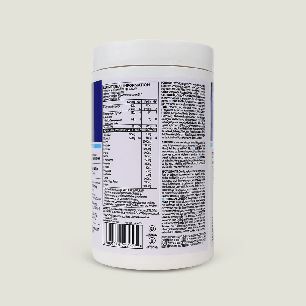 آمینو BCAA و EAA یواس ان ۳۳۰ گرمی بدون محرک برای ریکاوری