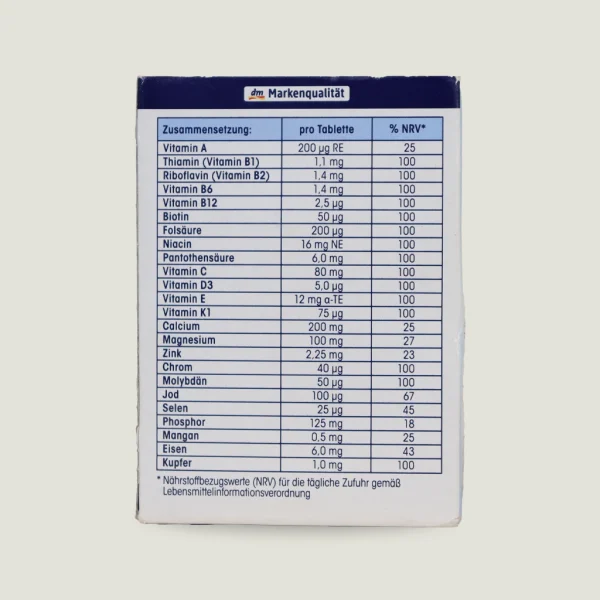 مولتی ویتامین کامل A-Z دپو میوولیس | dm Mivolis A-Z Komplett Depot 2 مکمل Mivolis A-Z برای تأمین انرژی و سلامت عمومی روزانه
