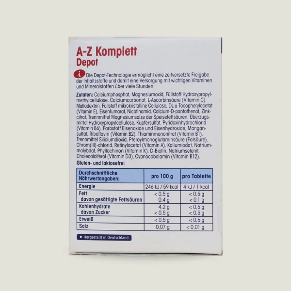 مولتی ویتامین کامل A-Z دپو میوولیس | dm Mivolis A-Z Komplett Depot 4 مولتی ویتامین دپو میوولیس حاوی ویتامین D، C و ویتامینهای گروه B