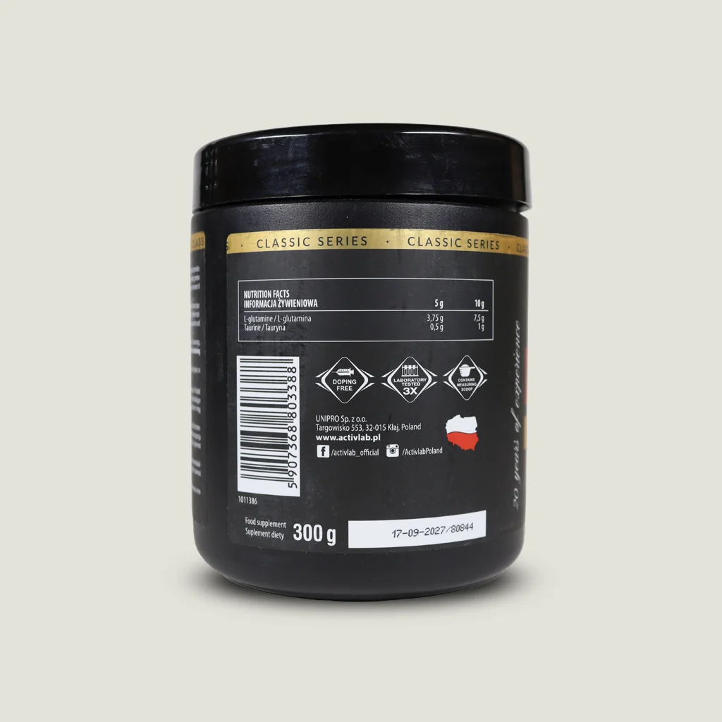 گلوتامین اکتیولب 300 گرمی | سری کلاسیک | ACTIVLAB L-glutamine-Taurin 1 گلوتامین-اکتیولب-با-3.75-گرم-گلوتامین-و-0.5-گرم-تائورین
