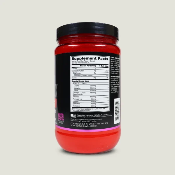 آمینو ایکس ای ای ای اس بی اس ان 375گرم | BSN AMINOx EAAs 1 تصویر جدول حقایق مکمل AMINOx EAAs با 2.5 گرم لوسین