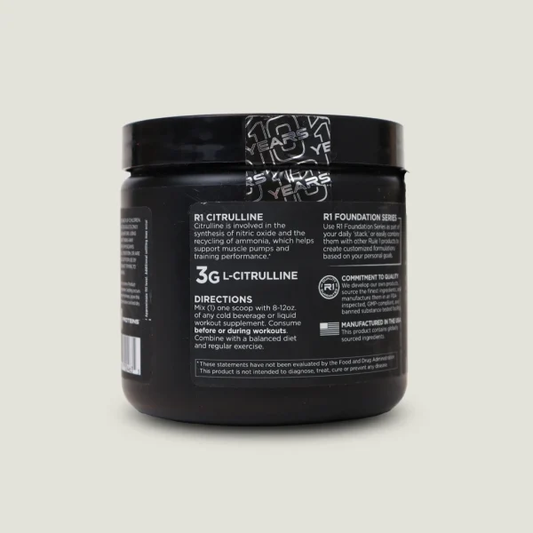 ال-سیترولین رول وان (R1) | RULE ONE CITRULLINE 4 جدول حقایق مکمل سیترولین رول وان با ۱۰ کالری در سروینگ