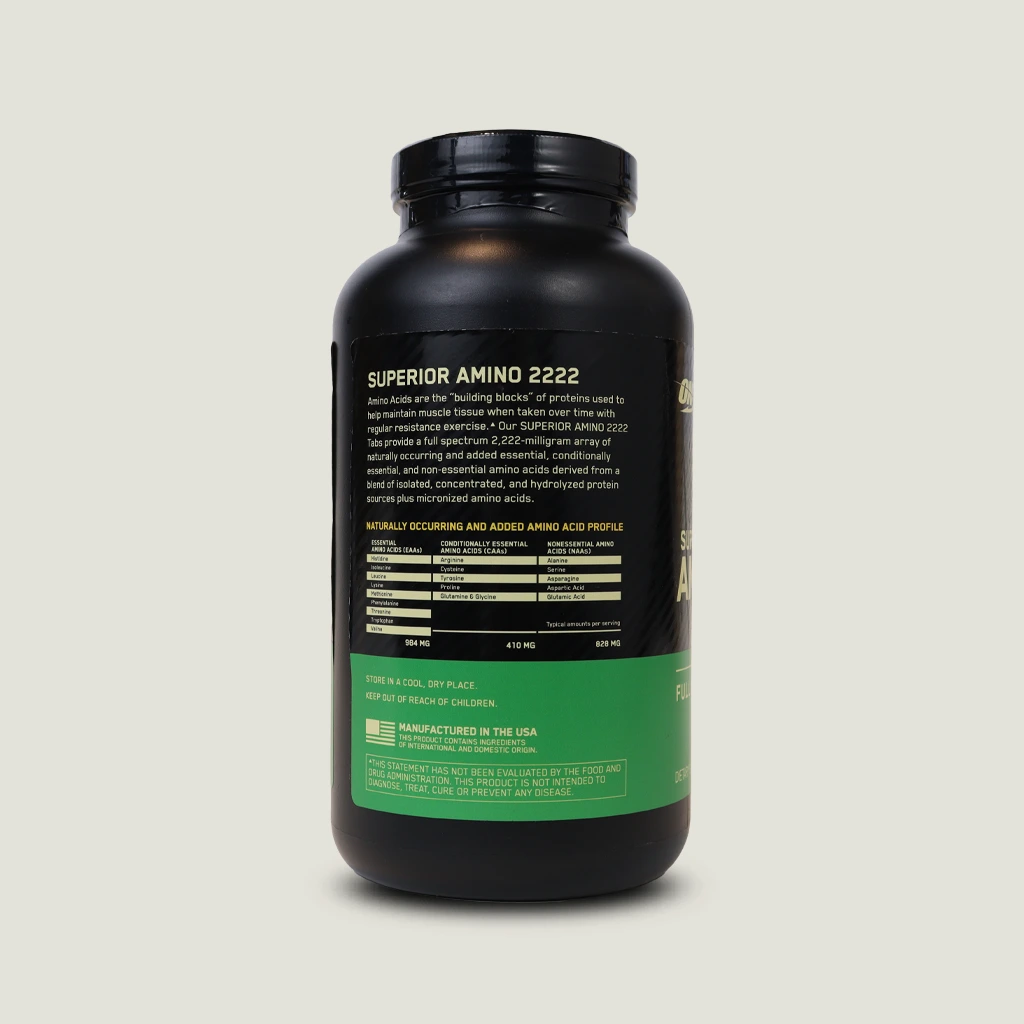 کپسول آمینو 2222 اپتیموم نوتریشن | ON Superior Amino 2222 Tablets 7 جدول آمینو اسید آمینو ۲۲۲۲ او ان شامل گلوتامین و آرژنین میکرونایز شده
