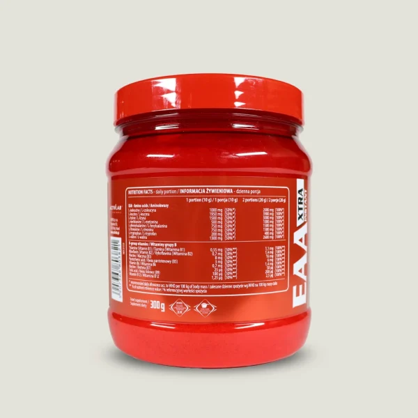 ای ای ای اکسترا اینستنت اکتیولب (۳۰۰ گرم) | Activlab EAA XTRA INSTANT 1 تصویر جدول حقایق مکمل EAA اکسترا با دوز 50% NRV ویتامین B