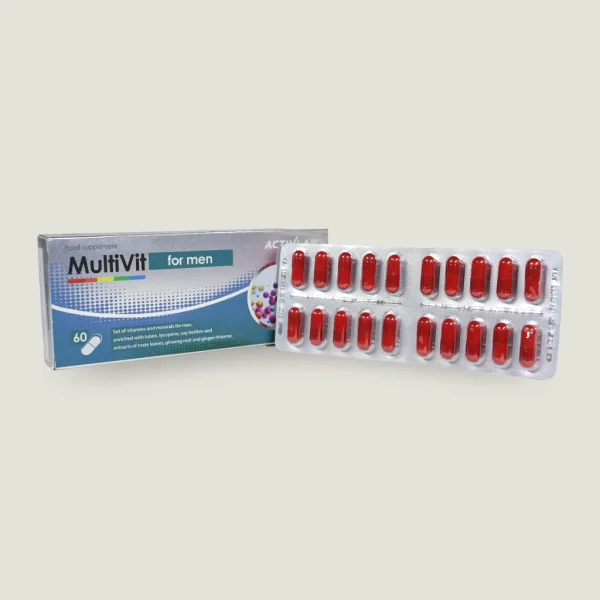 مولتی ویتامین آقایان اکتیولب 60 عددی | ACTIVLAB MULTIVIT FOR MEN 1 مولتی ویتامین اکتیولب با عصاره برگ مته و جینسینگ برای انرژی