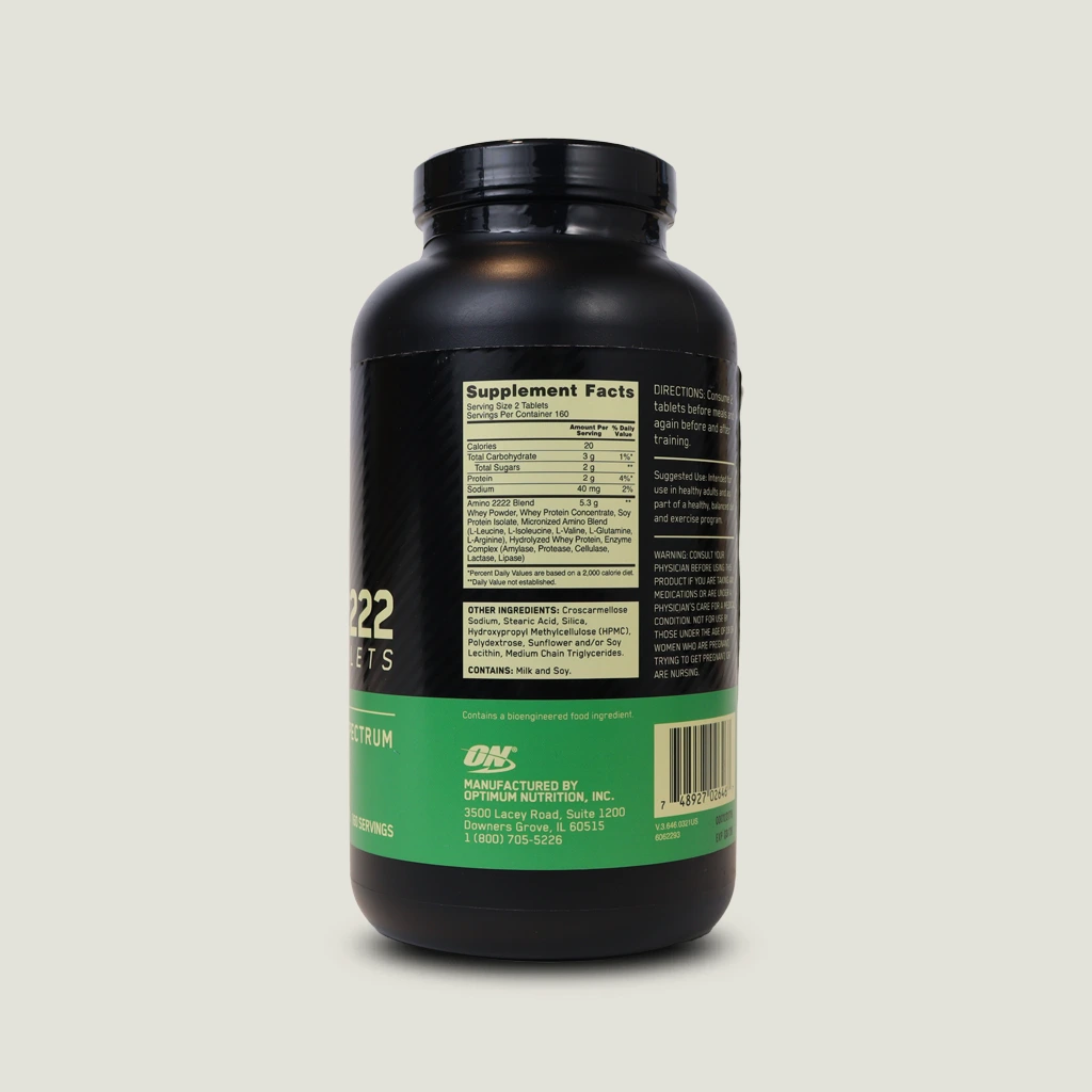 کپسول آمینو 2222 اپتیموم نوتریشن | ON Superior Amino 2222 Tablets 6 قرص آمینو ON 2222 با ترکیب وی ایزوله و هیدرولیز شده برای جذب سریع