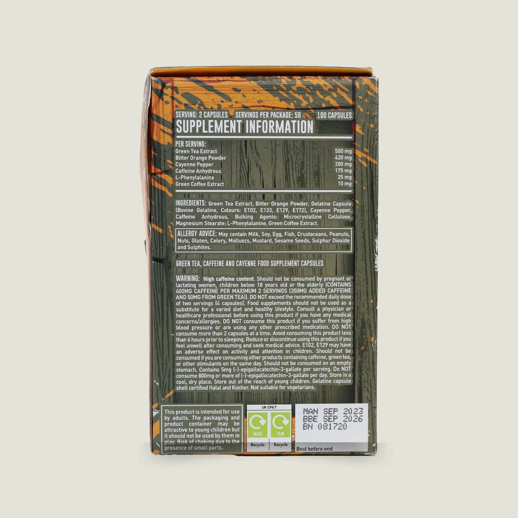 مکمل ترموژنیک گرنِید حاوی ۱۷۵ میلی گرم کافئین و ال-فنیل آلانین