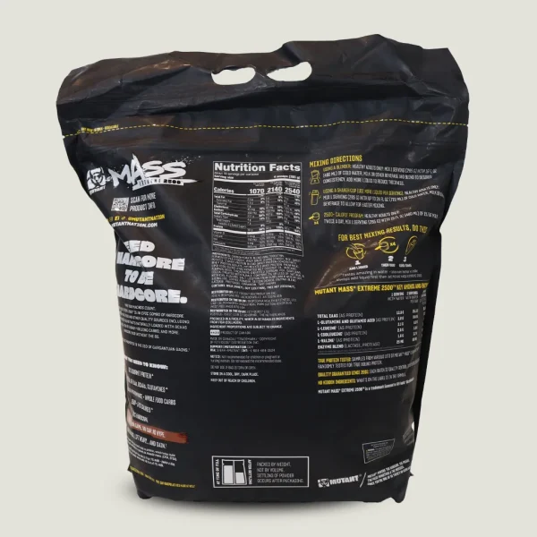گینر موتانت مَس اکستریم ۲۵۰۰ | MUTANT MASS® EXTREME 2500 MUSCLE MASS GAINER 1 جدول حقایق گینر موتانت با ۱۲.۸ گرم EAA و ۳۰ گرم پروتئین در سروینگ