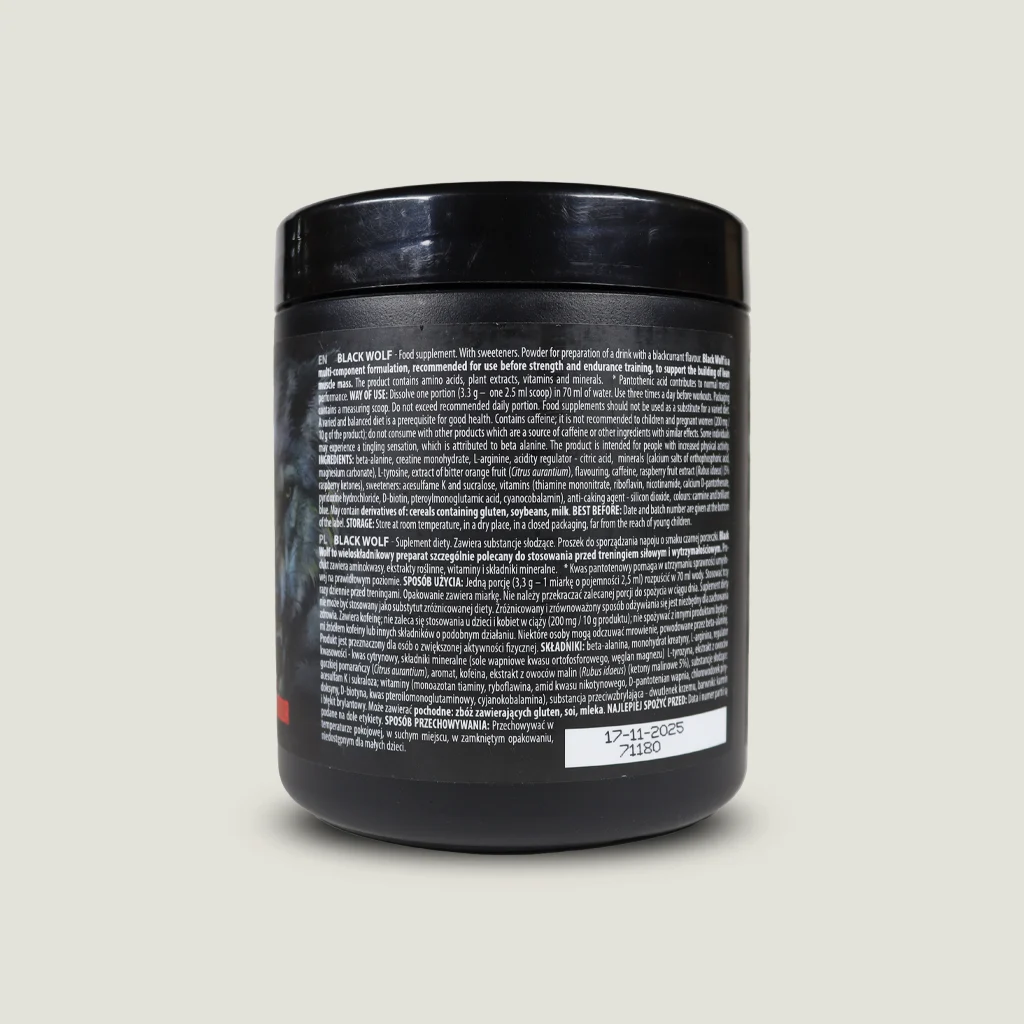 پمپ Black Wolf حاوی کراتین، بتا آلانین، آرژنین و کافئین