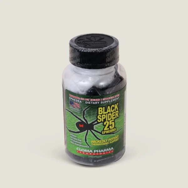 کپسول چربی سوز بلک اسپایدر ۲۵ افدرا کلوما فارما | CLOMA PHARMA BLACK SPIDER™ 25 EPHEDRA 4 کپسول بلک اسپایدر با ۲۶۵ میلیگرم کافئین در هر سروینگ