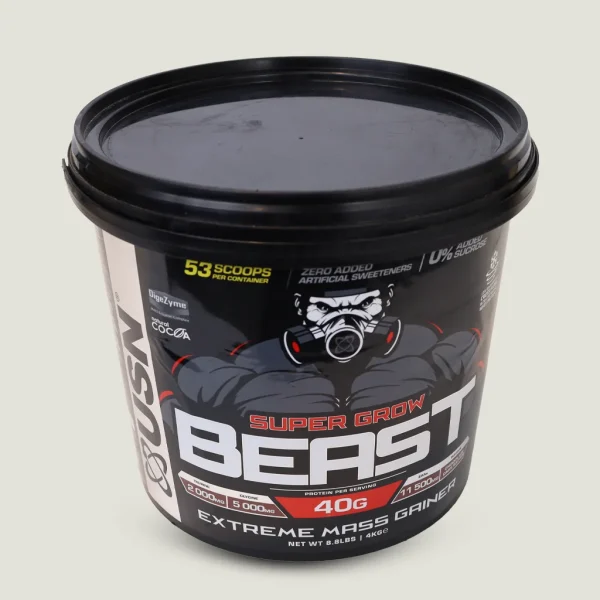 گینر بیست سوپر گِرو USN (سطلی) | USN BEAST SUPER GROW EXTREME MASS GAINER 4 گینر بیست با طعم کیک شکلاتی و 5.8 گرم BCAA