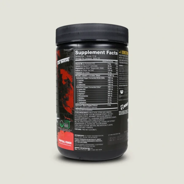آمینو ای ای ای موتانت Mutant GEEAR | 420g 1 جدول حقایق تغذیهای آمینو موتانت GEAAR حاوی ۹.۴ گرم آمینو ضروری