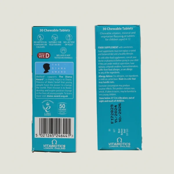 قرص جویدنی ول کید سیستم ایمنی کودکان (12-4) | WellKid IMMUNE CHEWABLE 3 wellkid immune chewable vitabiotics 30 tablets