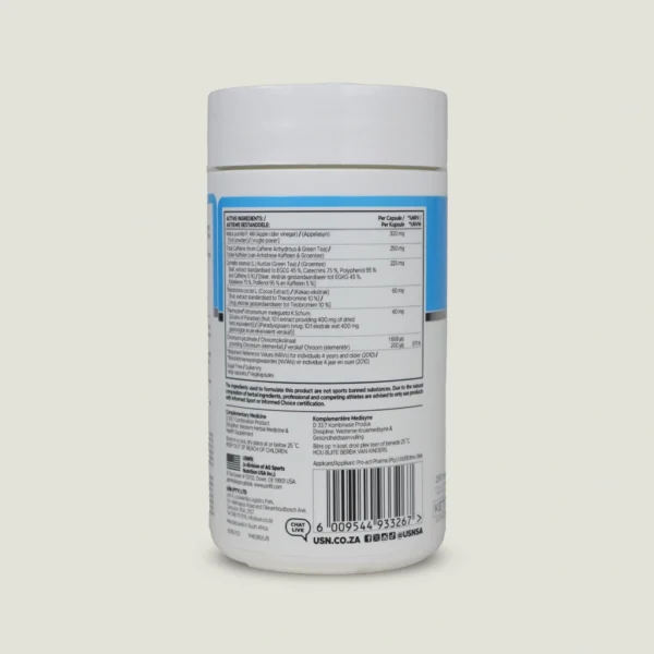 ارزش غذایی چربی سوز USN مدل-فدراکات با 250 میلی گرم کافئین