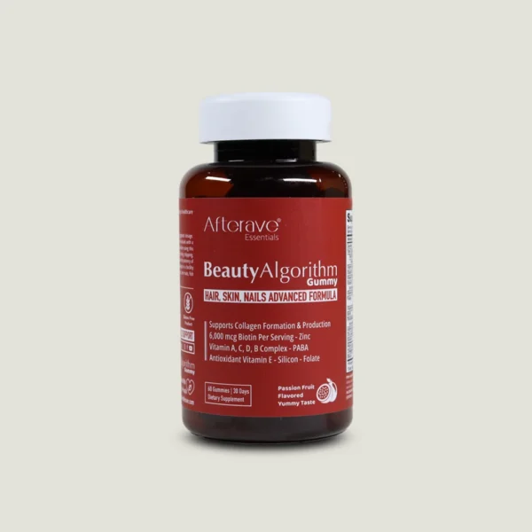 afterave-beauty-algorithm-gummy-60-count پاستیل مکمل پوست و مو بیوتی الگوریتم افتر ایو حاوی ۶۰ عدد با طعم پشن فروت