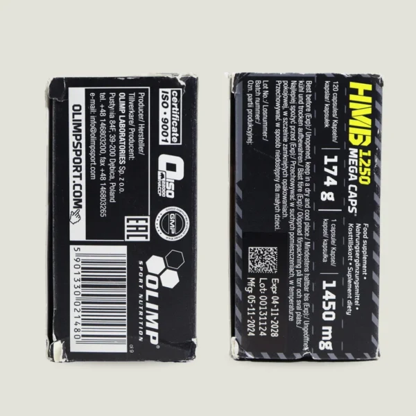 اچ ام بی 1250 مگا کپس الیمپ Olimp HMB 1250 Mega Caps 4 اطلاعات وزن هر کپسول و بارکد اصالت اچ ام بی الیمپ اورجینال