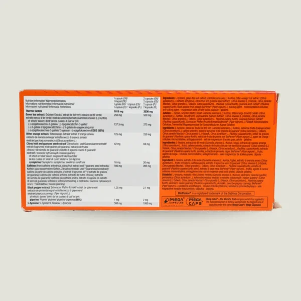 چربی سوز ترمو اسپید اکستریم الیمپ | Olimp Thermo Speed Extreme 3 جدول ترکیبات روی جعبه کپسول ترمو اسپید اکستریم الیمپ