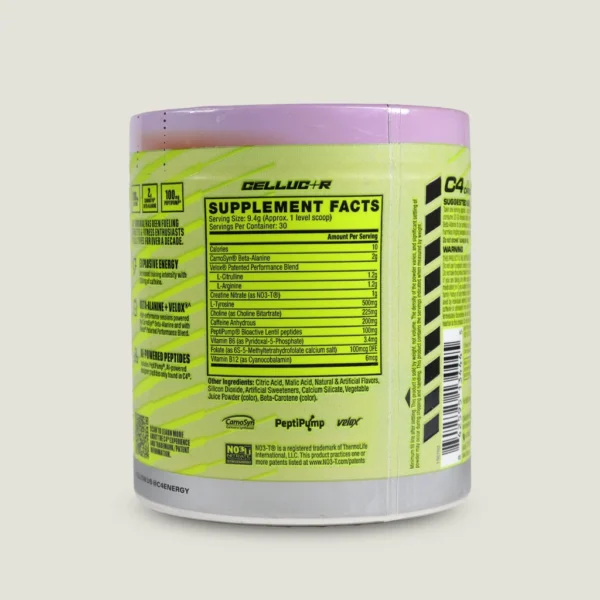 پمپ سی فور اورجینال | C4 ORIGINAL PRE-WORKOUT 1 جدول ارزش غذایی و میزان دقیق ترکیبات پمپ سی فور اورجینال شامل کافئین، بتاآلانین و کراتین نیترات