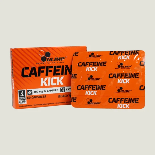 قرص کافئین الیمپ 60 عددی | Olimp Caffeine Kick 2 جعبه نارنجی رنگ قرص کافئین کیک الیمپ حاوی ۶۰ کپسول ۲۰۰ میلیگرمی