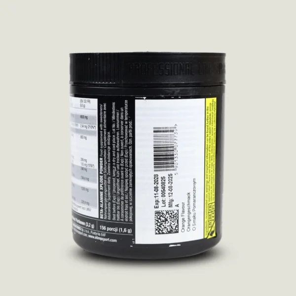 بتا آلانین اکسپلود الیمپ ۲۵۰ گرم | Olimp Beta-Alanine Xplode 2 اطلاعات پشتی بتا آلانین الیمپ به همراه تاریخ انقضا و سری ساخت محصول
