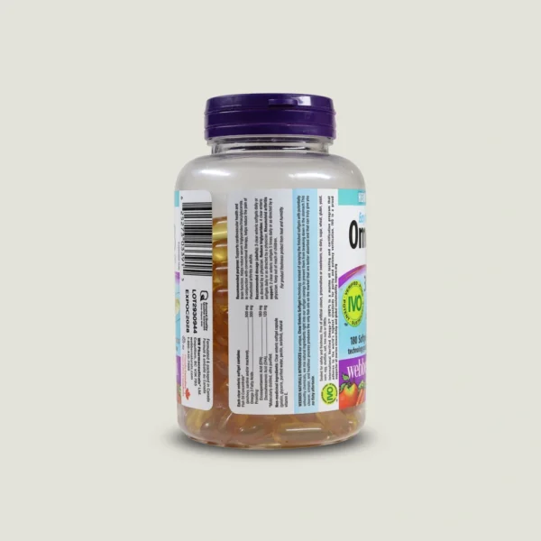 امگا 3 وبر نچرالز (180 عددی) | Webber Naturals Mini Omega-3 1 جدول ترکیبات و دوز دقیق EPA و DHA در امگا ۳ مینی ۳۰۰ میلیگرم وبر نچرالز