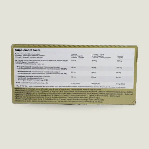 امگا ۳ گلد اسپورت ادیشن الیمپ | ۱۲۰ عددی | Olimp Gold Omega 3 2 جدول دوز و درصد اسیدهای چرب EPA و DHA در امگا ۳ ورزشی الیمپ