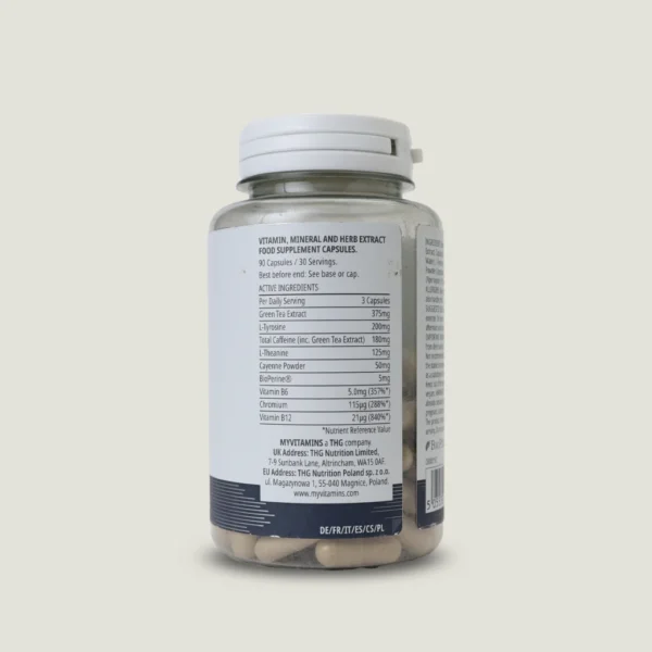 جدول ارزش غذایی و میزان کافئین و چای سبز کپسول Thermopure