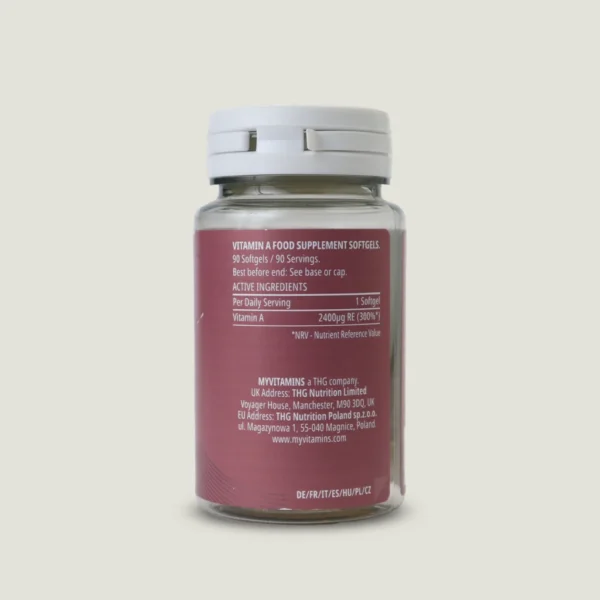 رتینول مای ویتامینز 90 عددی | Myvitamins Beauty Retinol 2 جدول ارزش غذایی و دوز ۲۴۰۰ میکروگرمی ویتامین A کپسول رتینول مای ویتامینز