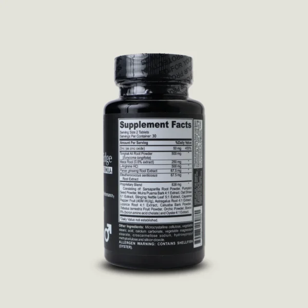 جدول ارزش غذایی و میزان دوز تونگکات علی و ماکا در قرص Gentlemen's Edge