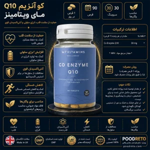 اطلاعات کامل قرص کو آنزیم کیوتن مای ویتامینز 90 تایی