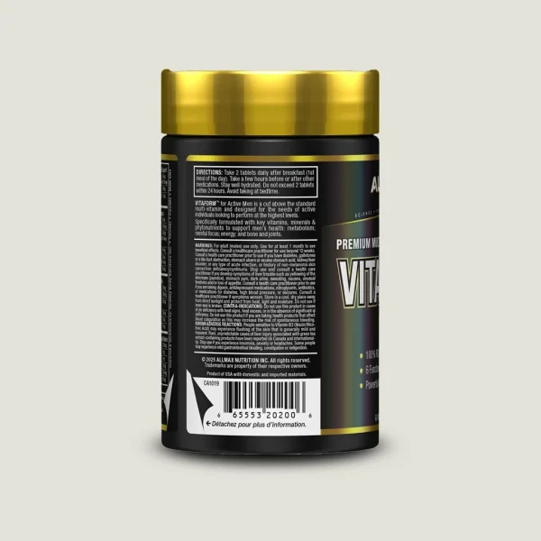 مولتیویتامین آقایان ویتافورم آلمکس | ALLMAX Vitaform For Men 3 نمایه پشتی مکمل Vitaform For Men ساخت allmax آمریکا
